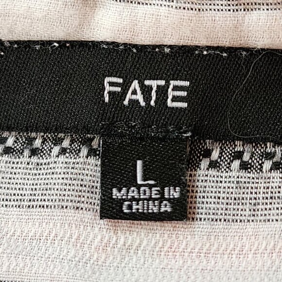 Fate White Stripe Floral Embroidered Bell Sleeve Blouse - Picture 7 of 8